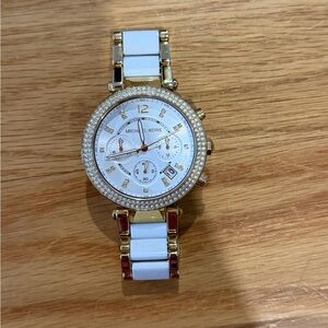 Michael Kors Gold and White Women's Watch